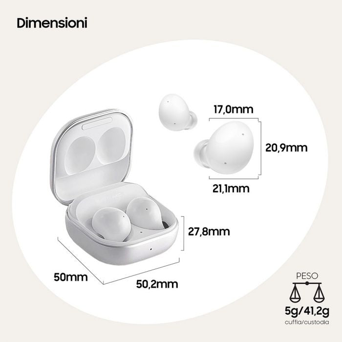 SAMSUNG GALAXY BUDS2 CUFFIE TRUE WIRELESS BIANCHE